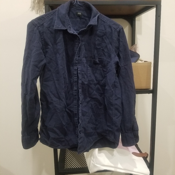Navy uniqlo button up shirt - Picture 2 of 3